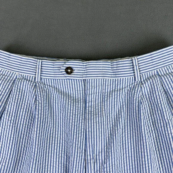 Berle‎ Shorts Mens 34 Regular Blue Hickory Seersucker Pleated Prep Trad Outdoor - Picture 4 of 9